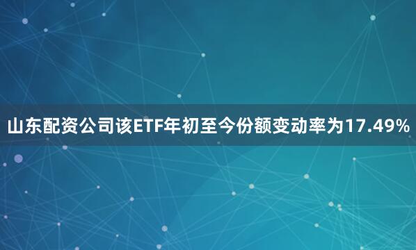 山东配资公司该ETF年初至今份额变动率为17.49%